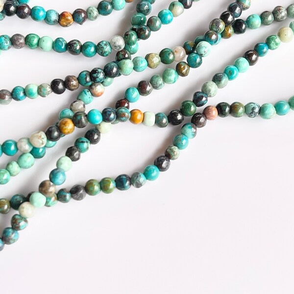 Chrysocolla 2mm Round Beads, 16 inch Strand of Gemstone Beads for Jewelry Making - S-Chr1