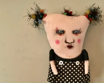 weird monster Elaine doll, sandy mastroni, monster Elaine  ,art doll, original doll, whimsical doll art