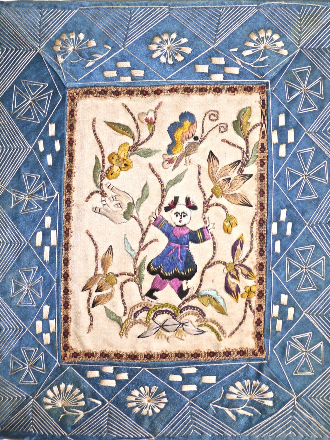 Antique Forbidden Stitch Panel Chinese Embroidery On Silk Etsy