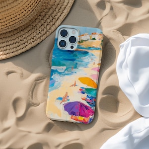 Summer Coastal Beach Phone Case - Abstract Art, Ocean Painting, iPhone 16 15 14 13 12 11 Pro Max Plus, Samsung Galaxy S24 S23 S22 S20 Ultra