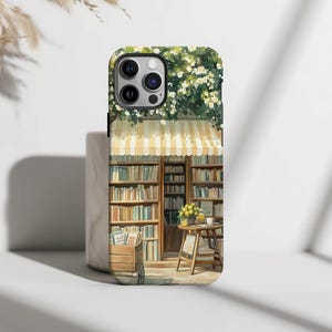 Spring Bookshop Book Stand Phone Case - Cute Bookish Aesthetic, iPhone 16 15 14 13 12 11 Pro Max Plus, Samsung Galaxy S25 S24 S23 S22 Ultra
