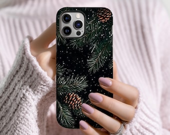 Pinecone Holiday Phone Case - Dark Forest Snow Scene, iPhone 11-17