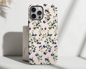 Blueberry Garden Phone Case - Vintage Fruit Style, Fits iPhone 11-17