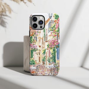 Funda para teléfono con diseño floral mediterráneo: estilo rústico europeo, compatible con iPhone 11-17