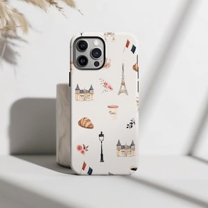 French Collage Phone Case: Parisian Watercolor Art (Fits iPhone 11-17)