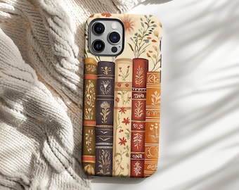 Vintage Floral Book Phone Case – Cottagecore Bookish Aesthetic Gift for Readers, Cozy Library Design with Flowers, iPhone and Samsung Models