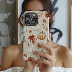 Coque de portable citrouilles d'automne, jolies feuilles de récolte d'automne, iPhone 16 15 14 13 12 11 Pro Max 8 Plus, Samsung Galaxy S23 S22 S20 Ultra