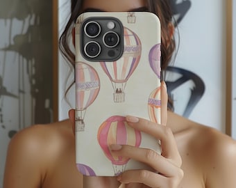 Phone Case: Dreamy Pastel Hot Air Balloons - Fits iPhone 11-17 Models