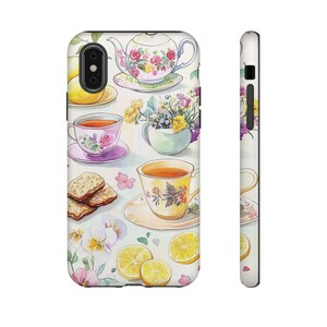 Pastell Tea Time Handyhülle: Aquarell Blumen und Zitronen Bild 7