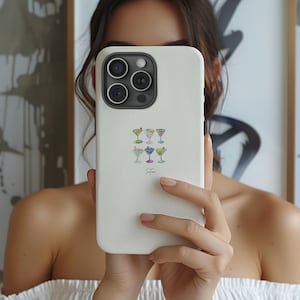 Coque de portable collage Tini Time Martini, esthétique preppy et mignonne, iPhone 16 15 14 13 12 11 Pro Max 8 Plus X, Samsung Galaxy S24 S22 S20 Ultra