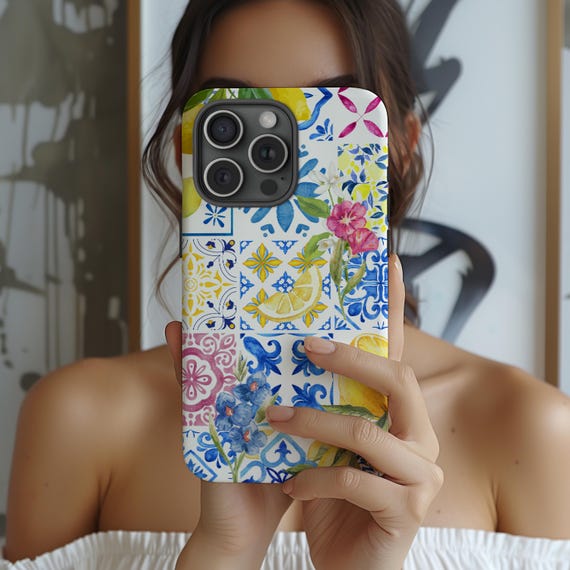 Italian Lemon Tile Phone Case: Summer Citrus Collage (Fits iPhone 11-17)