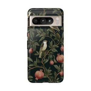 Classic ornate woodland bird and pomegranate pattern phone case.