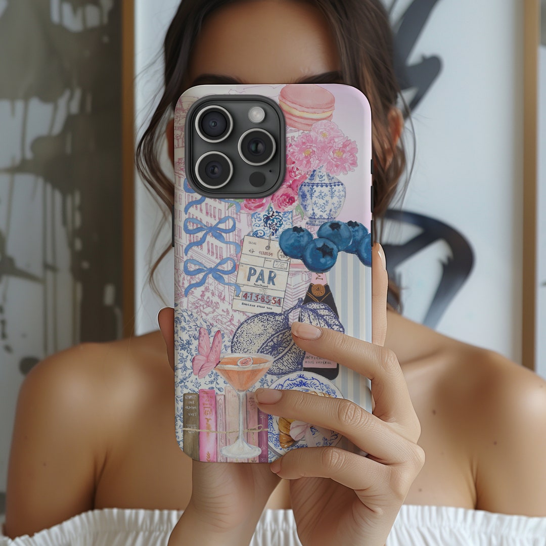 Pink Coquette Phone Case, Parisian Collage Design (fits iPhone 11-17 ...