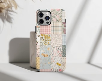 Patchwork Phone Case: Vintage Floral Collage (Fits iPhone 11-17 & Galaxy)