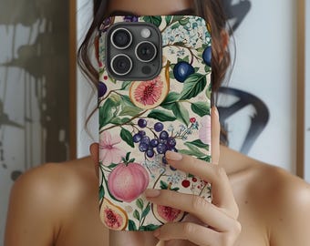 Vintage Summer Fruit Garden Phone Case - Retro Tree Flowers, iPhone 16 15 14 13 12 11 Pro Max Plus X, Samsung Galaxy S24 S23 S22 S20 Ultra