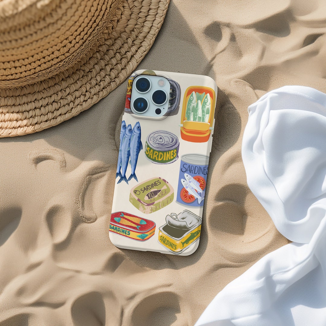 Vintage Tinned Fish Phone Case, Sardines Collage, Summer Aesthetic