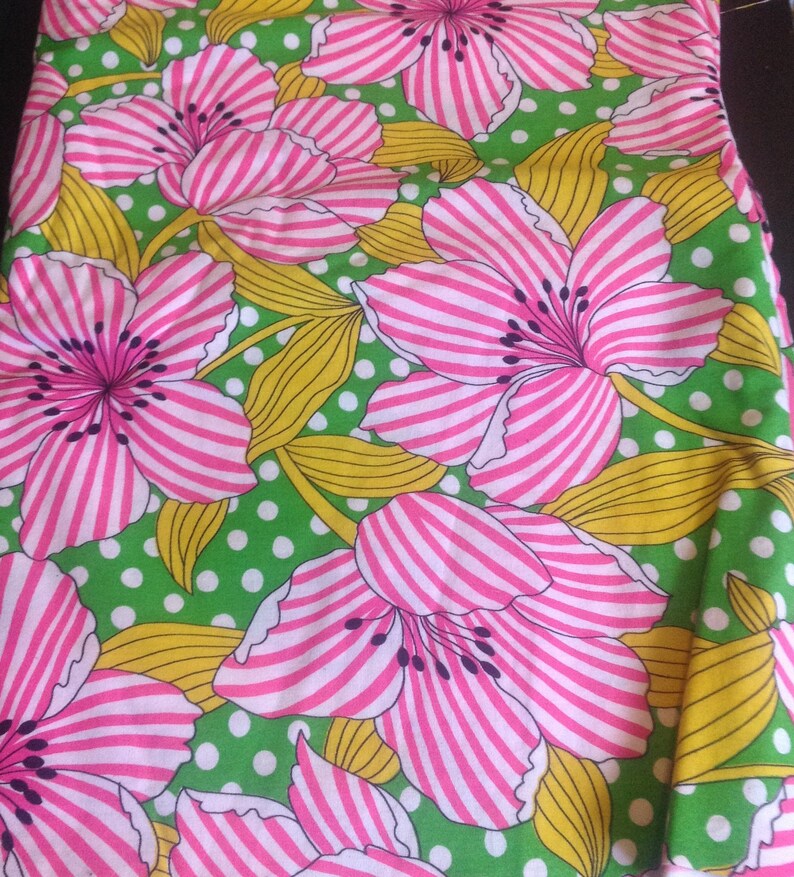 Vintage 1960s Mid Century Fabric Pink