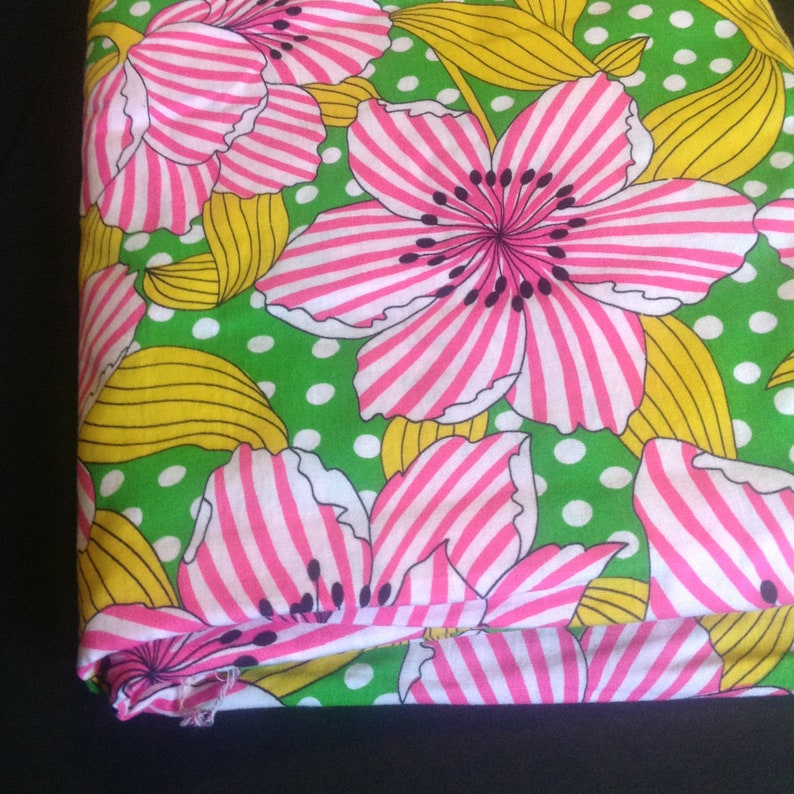 Vintage 1960s Mid Century Fabric Pink