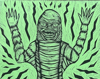 Creature Woodcut Handpulled Print