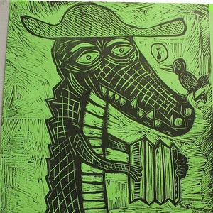 Grabado en madera de caimán cajún hecho a mano