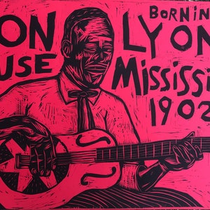 Grabado en madera hecho a mano de Son House