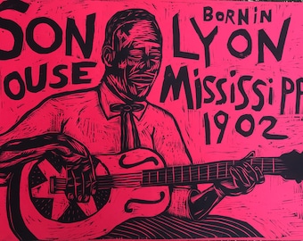 Son House Handpulled Woodcut Print