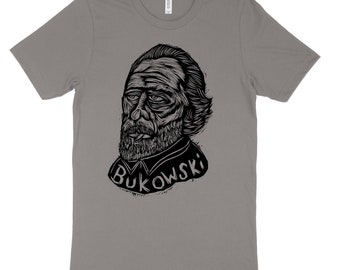 Charles Bukowski Woodcut Handprinted T-Shirt