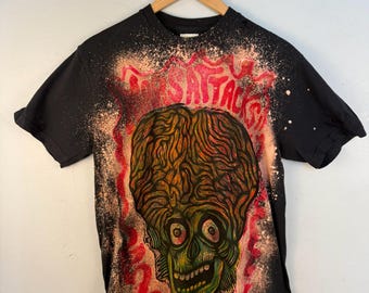 Mars Attacks Splatter Color Woodcut Handprinted T-shirt