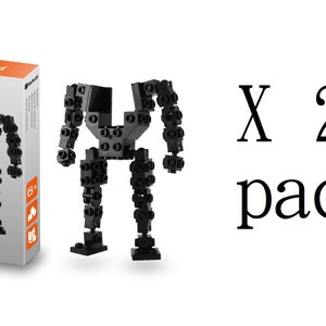 May include: Two packs of black MyBuild Mecha Frame building blocks. The box shows a black robot with the text "Mecha Frame" and "MyBuild Frame Pack" on it. The text "MF5" is also on the box. The text "X 2 packs" is on the right side of the image.