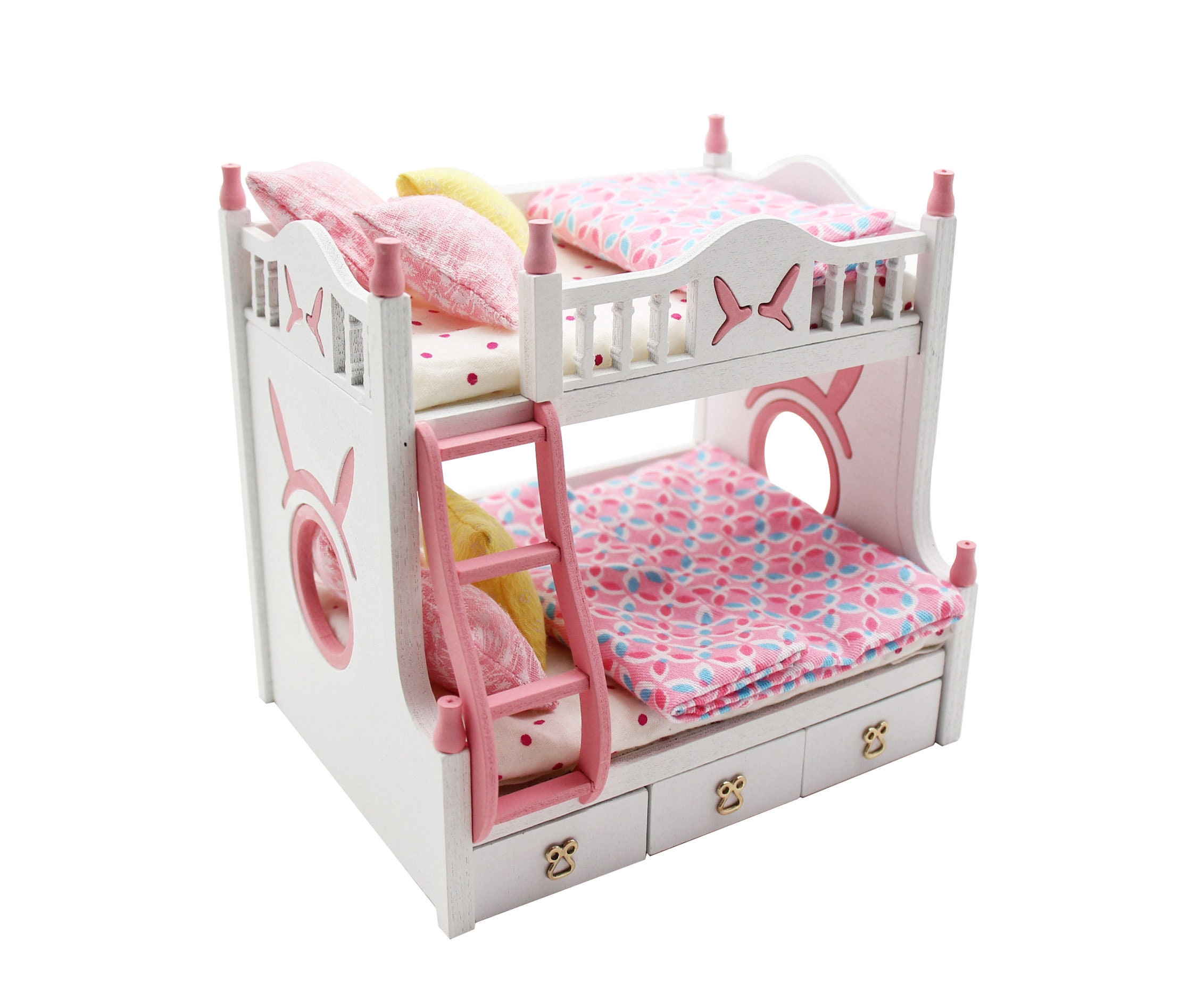 1 18 Scale Miniature Dollhouse Furniture DIY Kit Pink Bunk Bed assembly Required Etsy Canada