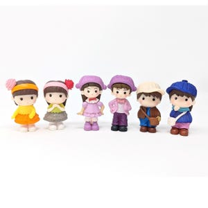 Miniature Figurines, set of 6 – Boys and Girls Dolls (ornaments for Miniature Dollhouse, Cake Toppers, or Miniature Terrarium)