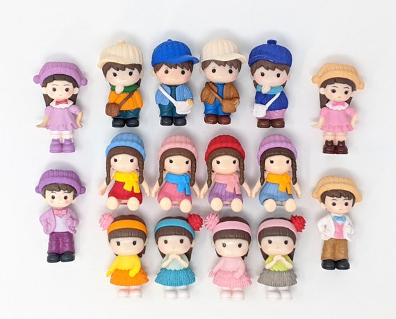 historisch Diverse beneden Miniatuur beeldjes 16 jongens en meisjespoppen ornamenten - Etsy Nederland