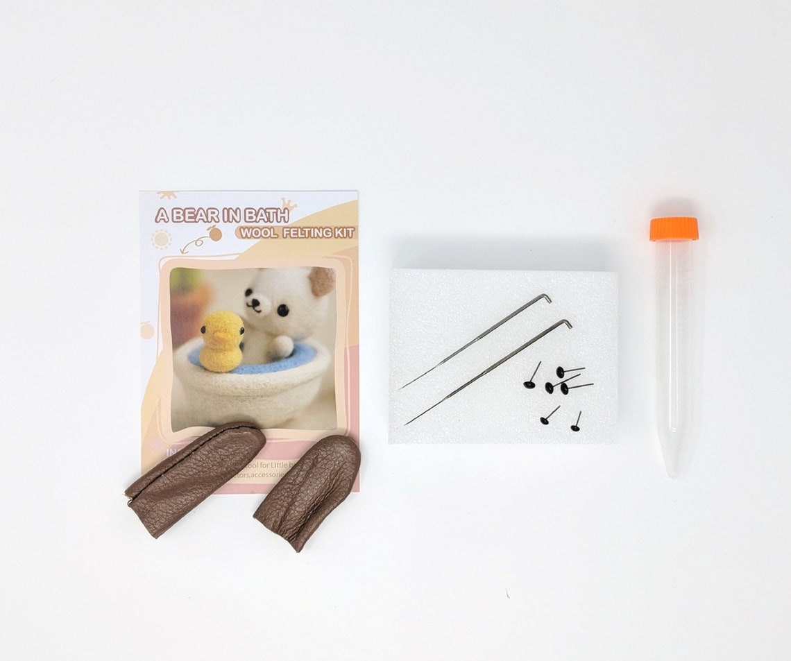 Wool Felting DIY Kit With TOOLS Bear and Ducky in Bath with Etsy