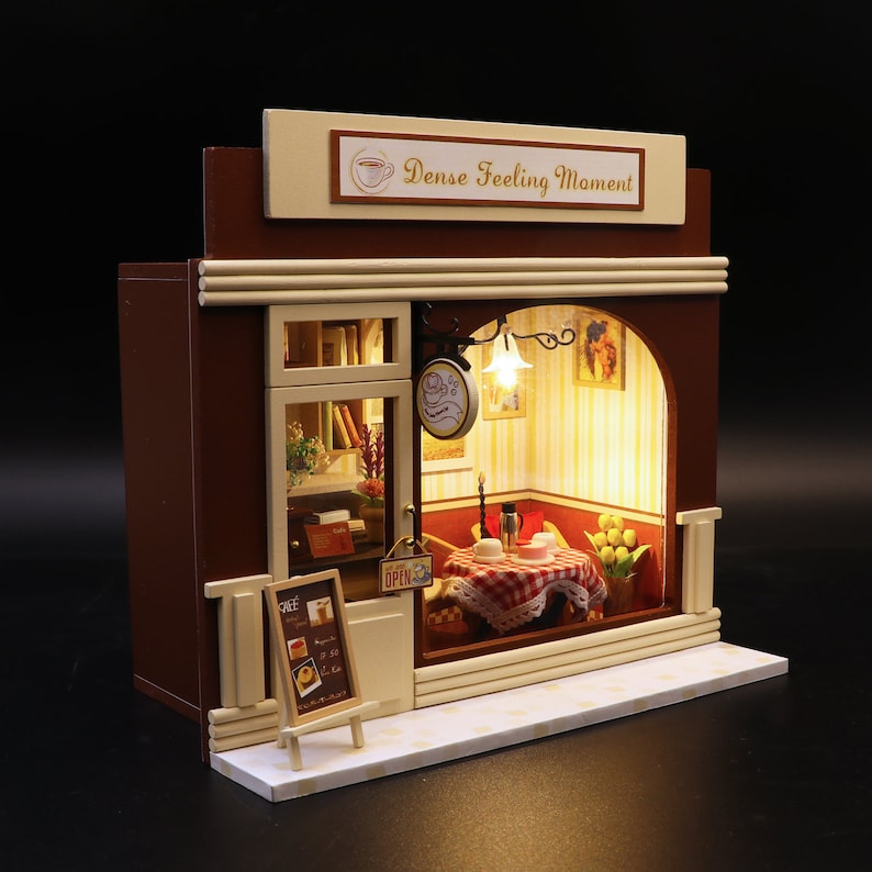 Miniature DIY Dollhouse Kit Wooden European Cafe Etsy