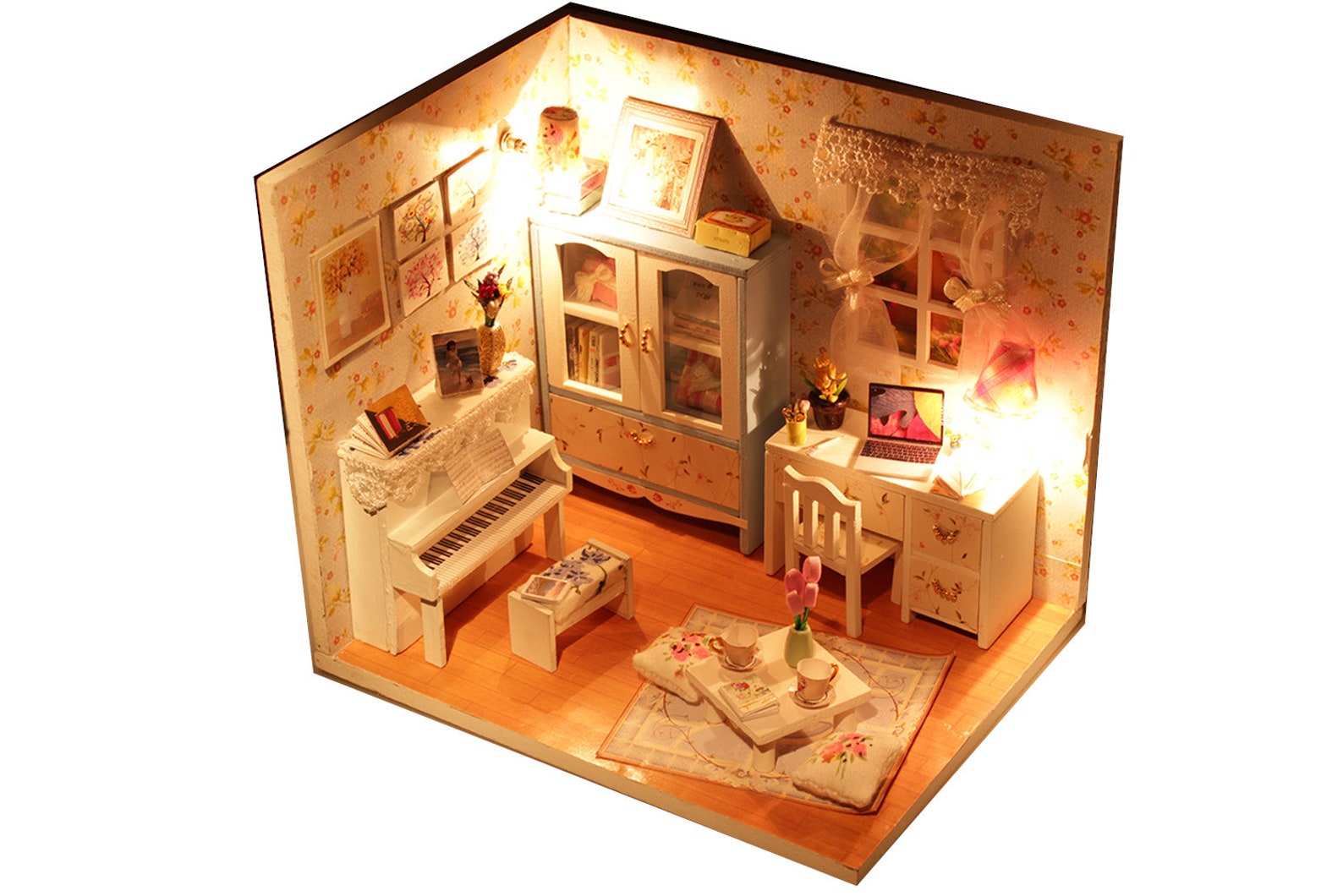 Clearance Miniature DIY Dollhouse Kit Wooden Piano Studio Etsy