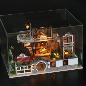 Miniature DIY Dollhouse Wooden Asian Mansion Do-it-yourself Kit With ...