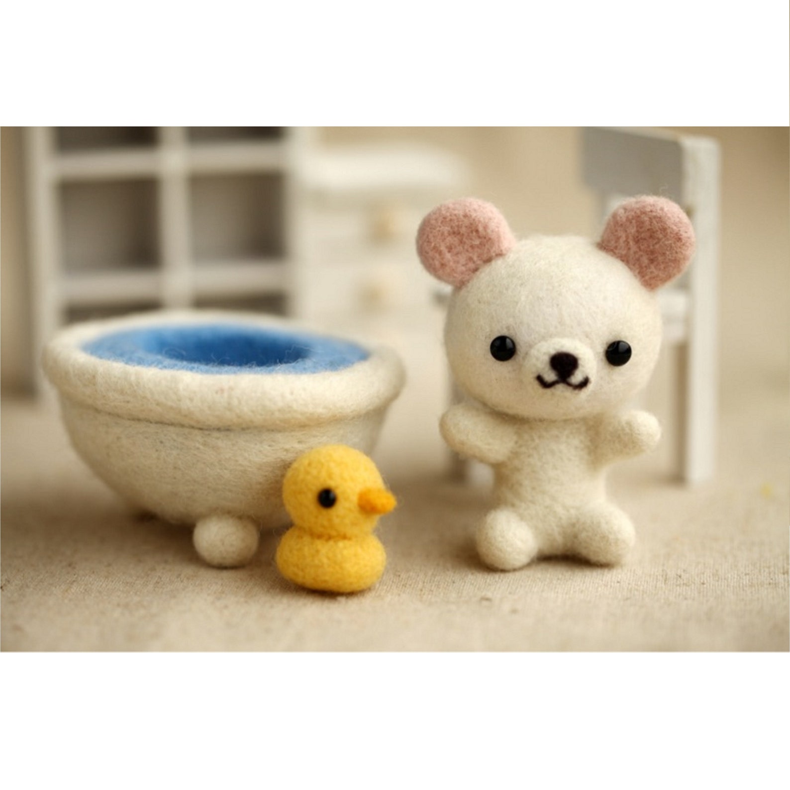 Wool Felting DIY Kit With TOOLS Bear and Ducky in Bath with Etsy