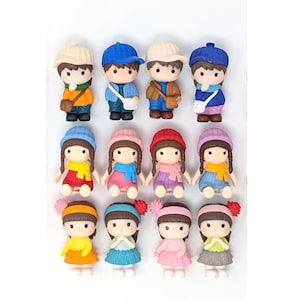 Miniature Figurines, set of 12 – Boys and Girls Dolls (ornaments for Miniature Dollhouse, Cake Toppers, or Miniature Terrarium)