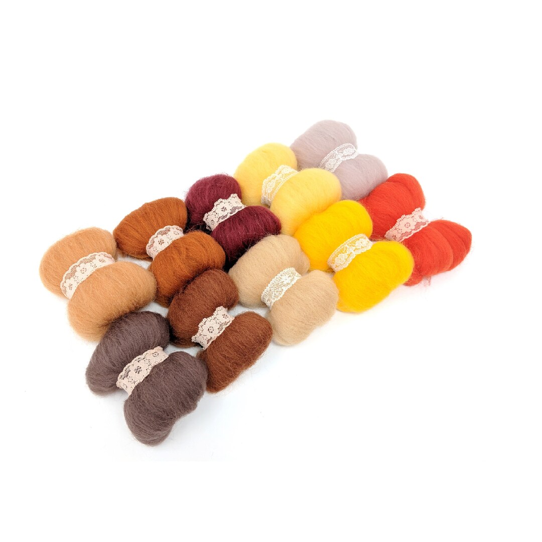 Wool Set of 10 Colors - Warm Harvest Autumn Colors, 8 Grams Each Color ...