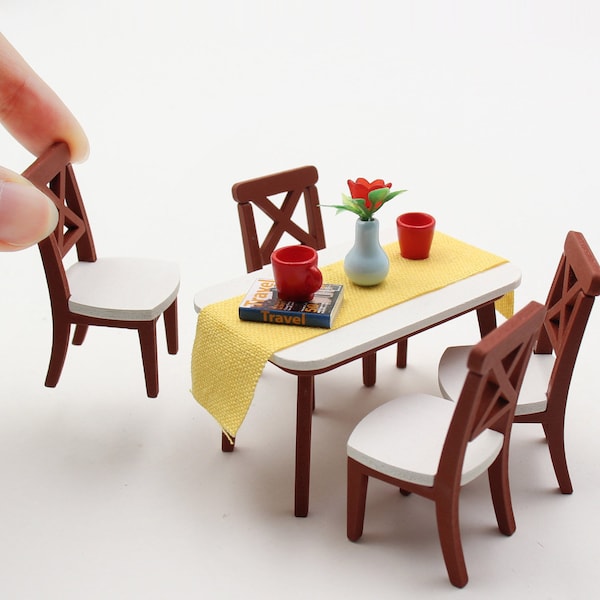 1:18 Scale Miniature Dollhouse Furniture DIY Kit – Dining Table Set (assembly required)