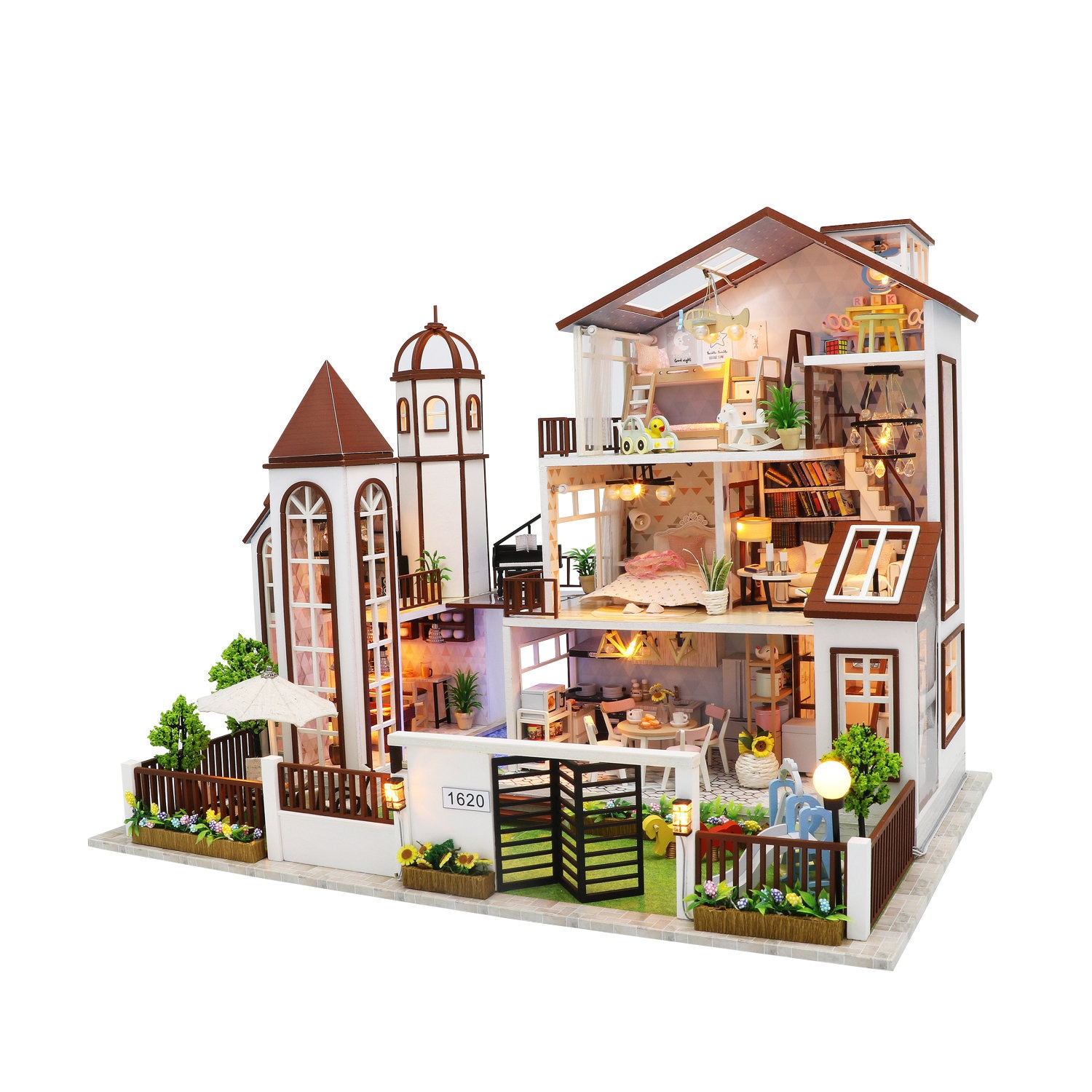 Casita de Muñecas con Tres Pisos kit punto de cruz Permin Doll House