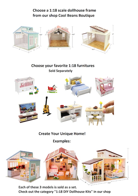 1:18 Scale Miniature Dollhouse Furniture DIY Kit Dining Table Set assembly  Required -  Denmark
