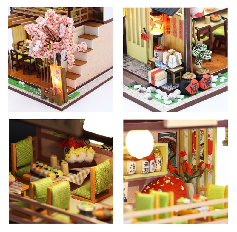 Miniature DIY Dollhouse Kit Wooden Japanese Sushi Shop With Etsy
