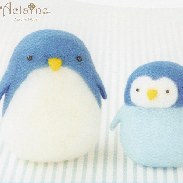 Needle Felting DIY Kit – Rocking Penguins with Hamanaka Aclaine Fiber (with English Instructions) – Imported from Japan