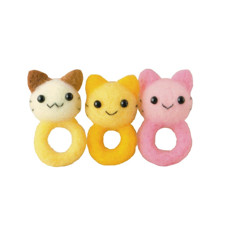 Wool Felting DIY Kit \u2013 Neko Rings with English Instructions \u2013 Imported from Japan