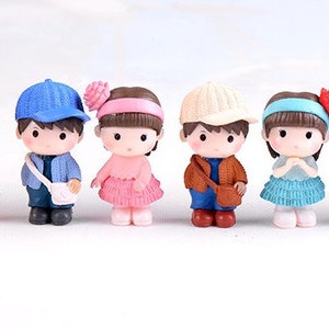 Miniature Figurines – 8 Boys and Girls Dolls (ornaments for Miniature Dollhouse, Cake Toppers, or Miniature Terrarium Decorations)