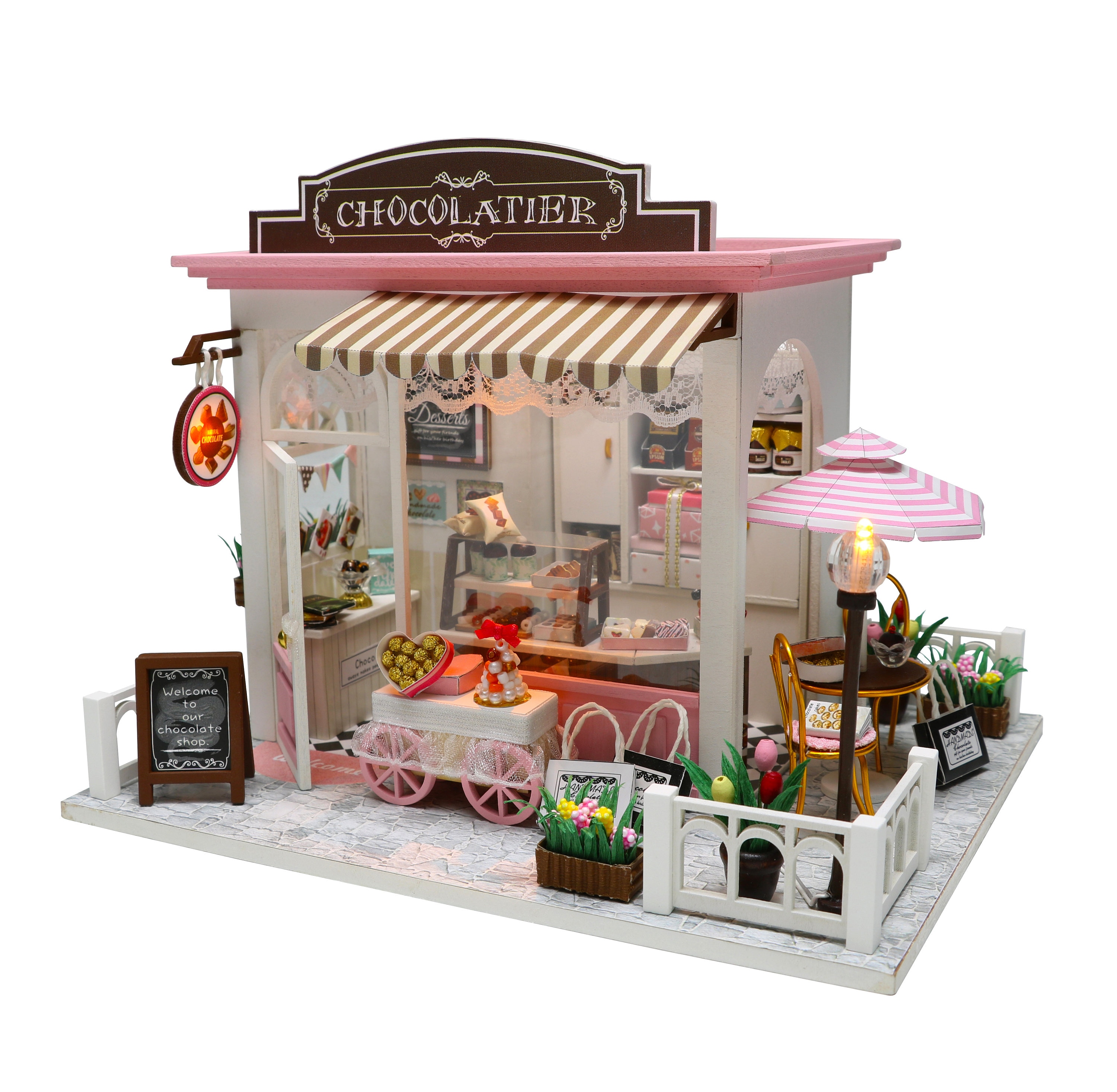 DIY Miniature Dollhouse Kit  Christmas Patio, plays Jingle Bells