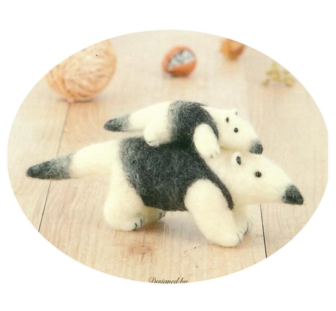 Wool Felting DIY Kit Anteater Mommy and Baby with English Etsy