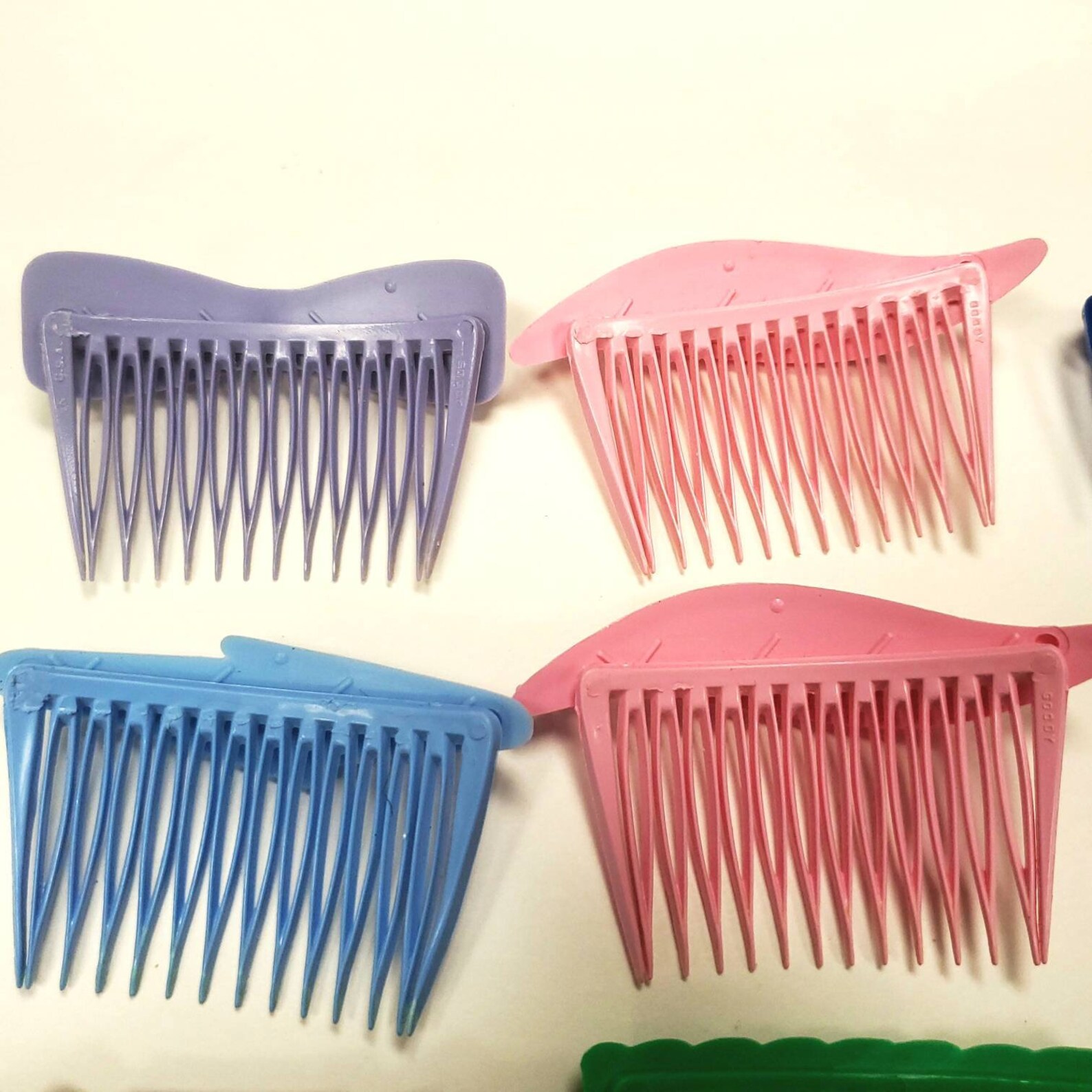 Vintage Lot of 10 Decorative Plastic Hair Clips 1980s Hong Kong Goody