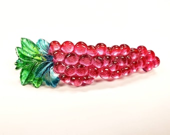 Vintage hot pink Tropical barrette 1980s 4 inches large Pineapple 80s hair